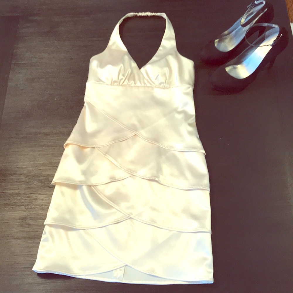 Shimmery Ivory Halter Dress!